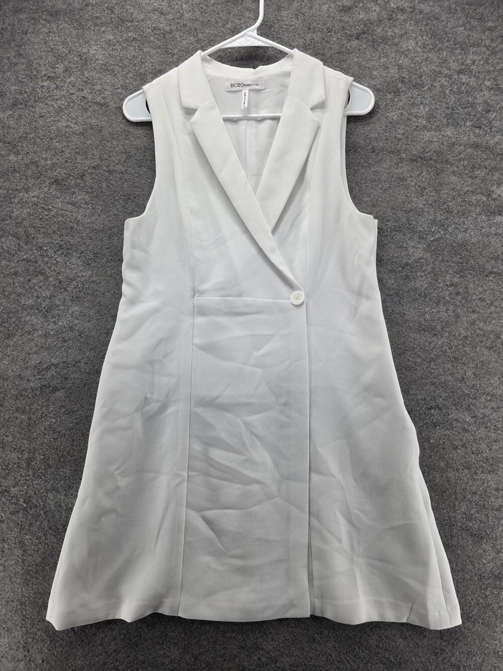 BCBGeneration Vest Womens 12 White Sleeveless Longline Blazer Jacket Dressy